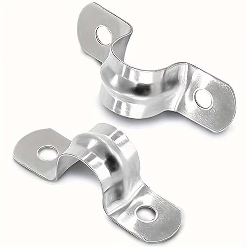 50pcs Heavy-Duty Stainless Steel Pipe Clamps - Rigid 1/2" Two-Hole U Bracket