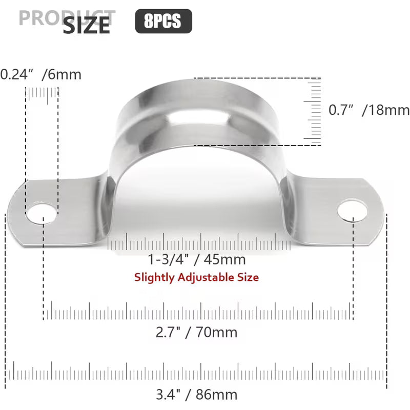 8-Pack Heavy Duty 304 Stainless Steel Conduit Clamp