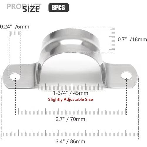 8-Pack Heavy Duty 304 Stainless Steel Conduit Clamp