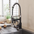 1PC Professional Black Commercial Kitchen Faucet with Pull Down Sprayer - High Arc 360° Swivel Stainless Steel Dual Spout